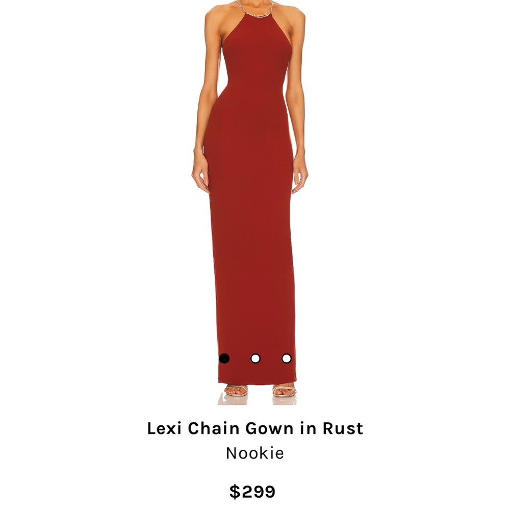 Revolve- Nookie Lexi Chain Gown in Rust XS